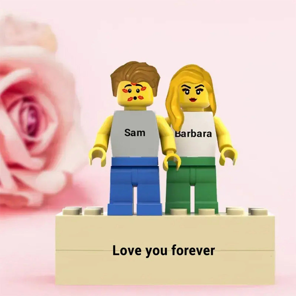 Couple Minifig Personalized With Engraved Base and Display Box Gift For Lovers On Special Day