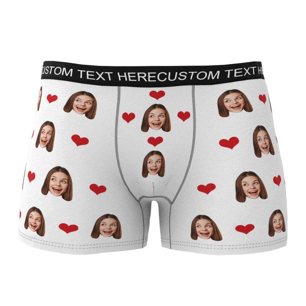 Custom Men's Boxer Briefs with Your Face & Hearts! Surprise Your Loved One with a Unique Gift! Gift For Him!