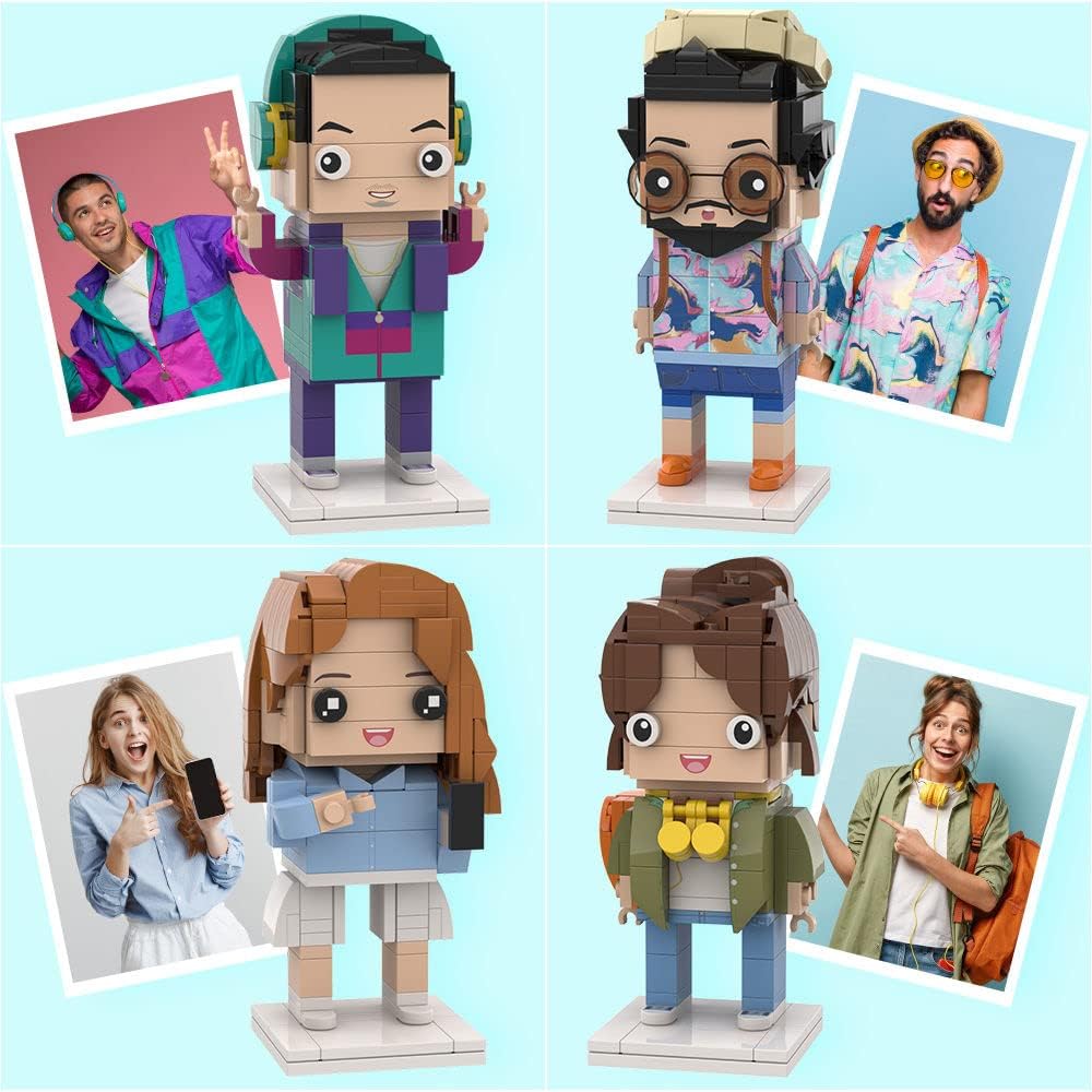 Personalized Photo Brick Figure For Single, Two or Three Person