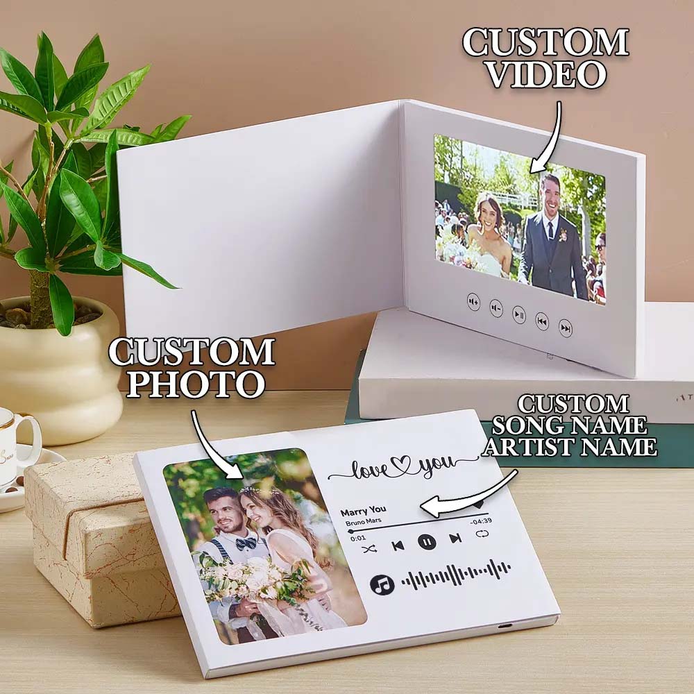 Personalized Video Greeting Card – Custom Video Brochure & Video Book Gift for Your Lover. Upload Your Video for a Unique, Memorable Surprise!
