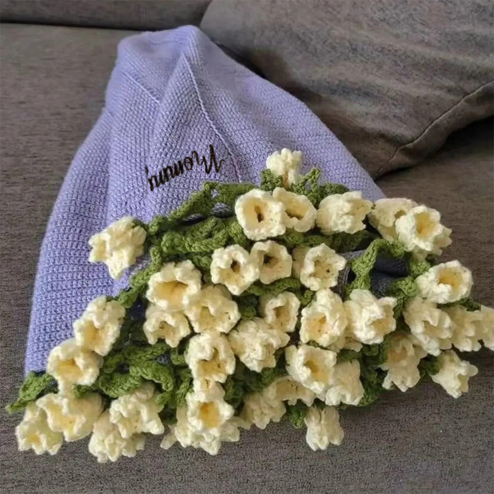 Rose Blanket™ – Hand-Knitted with Custom Name | Cozy Personalized Gift for Mom or Grandma