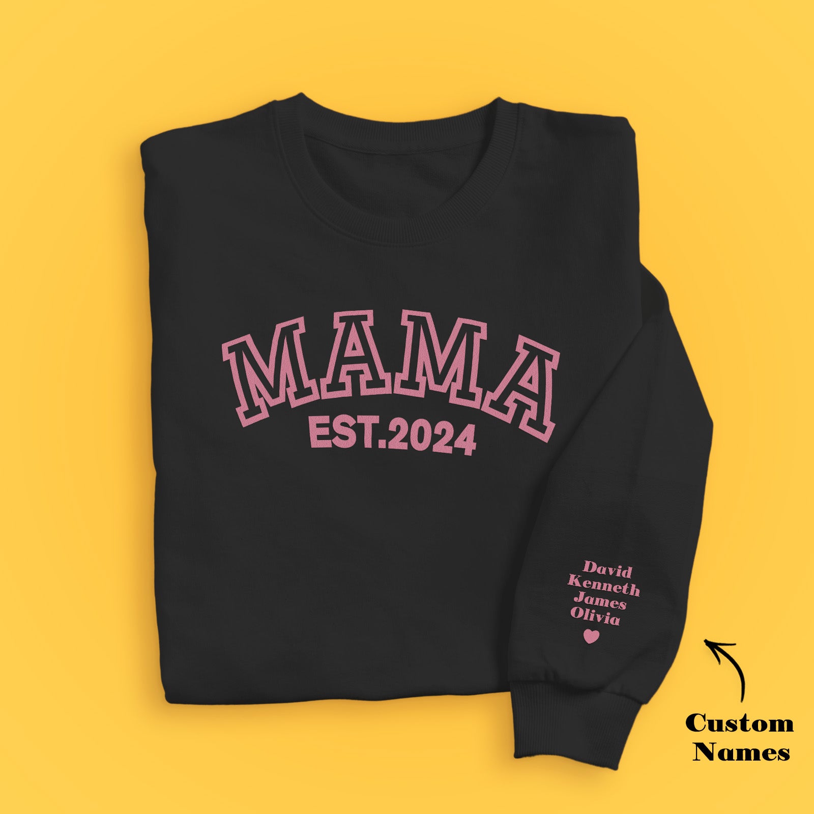 Custom Name Puff Print Mama Sweatshirt EST 2025 Sweatshirt Mother's Day Gift