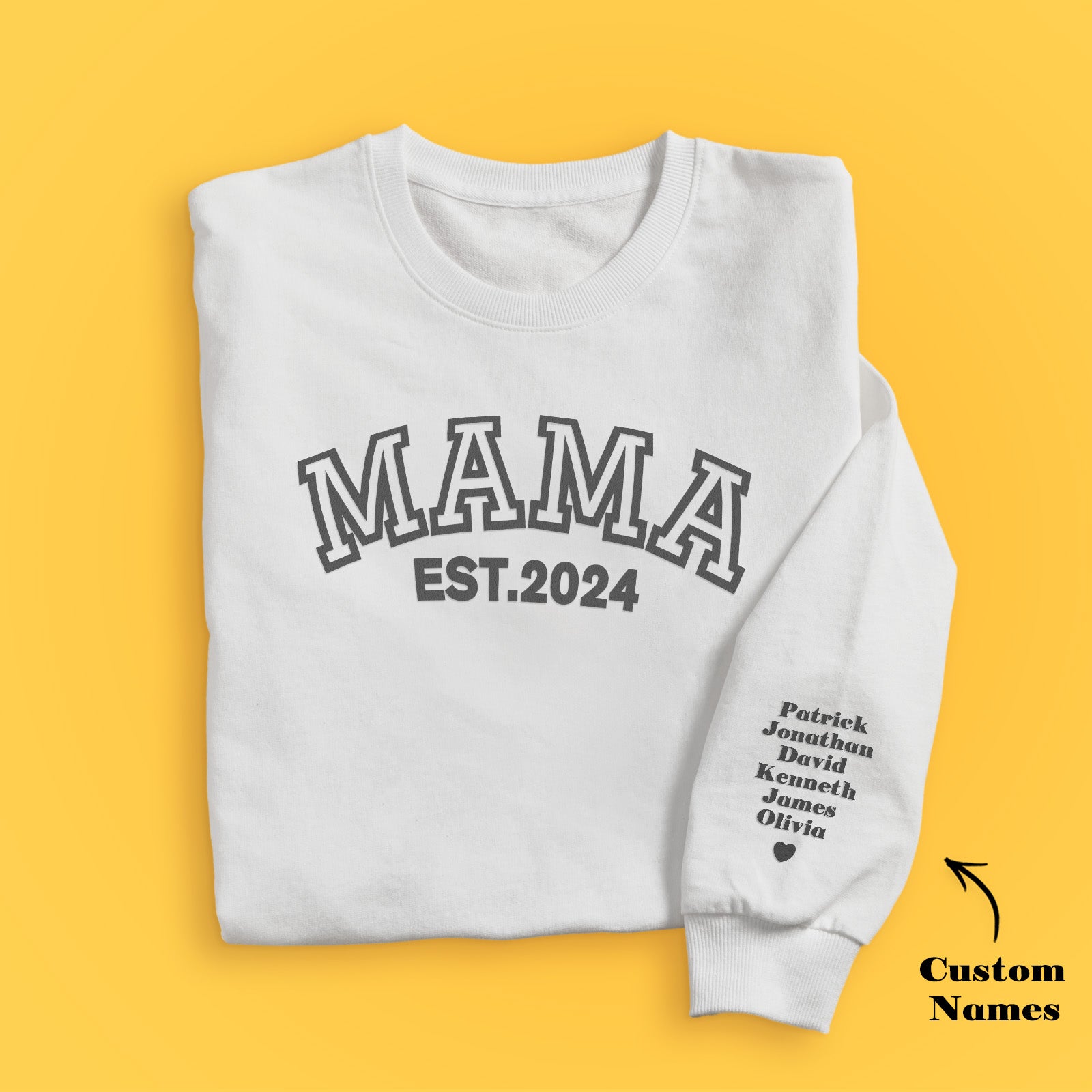 Custom Name Puff Print Mama Sweatshirt EST 2025 Sweatshirt Mother's Day Gift