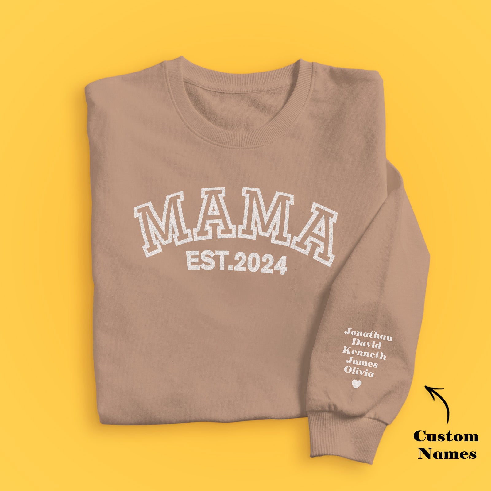 Custom Name Puff Print Mama Sweatshirt EST 2025 Sweatshirt Mother's Day Gift
