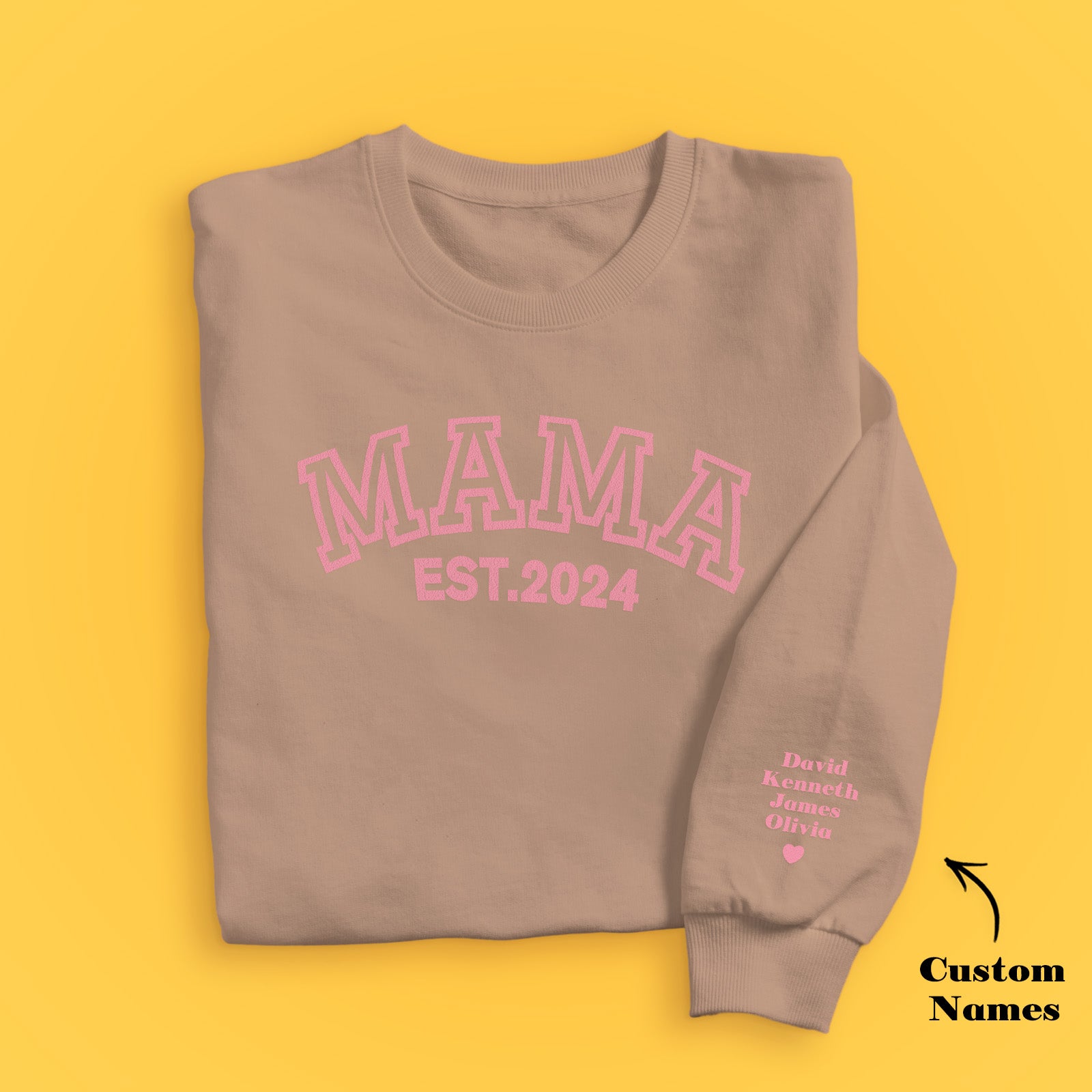 Custom Name Puff Print Mama Sweatshirt EST 2025 Sweatshirt Mother's Day Gift