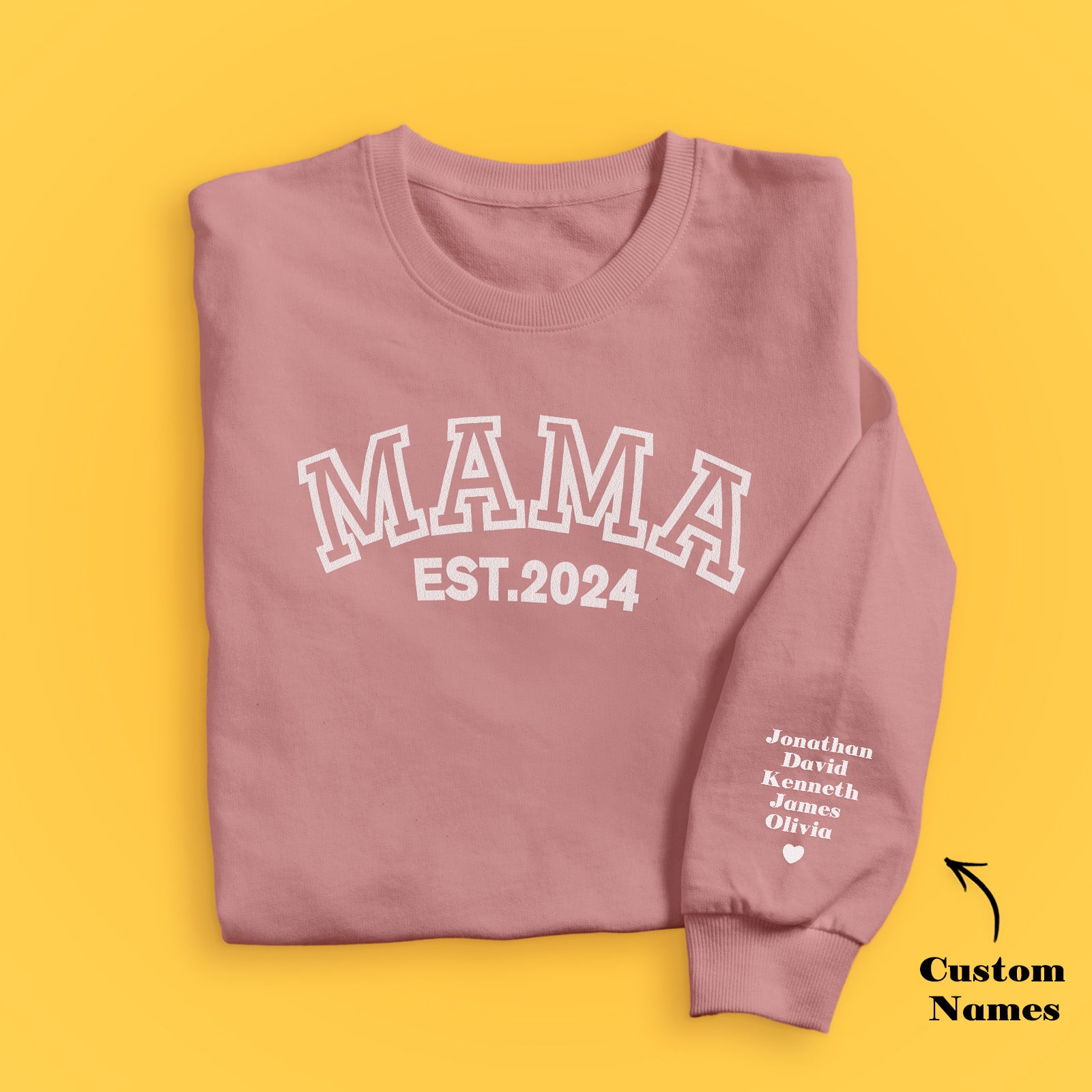 Custom Name Puff Print Mama Sweatshirt EST 2025 Sweatshirt Mother's Day Gift