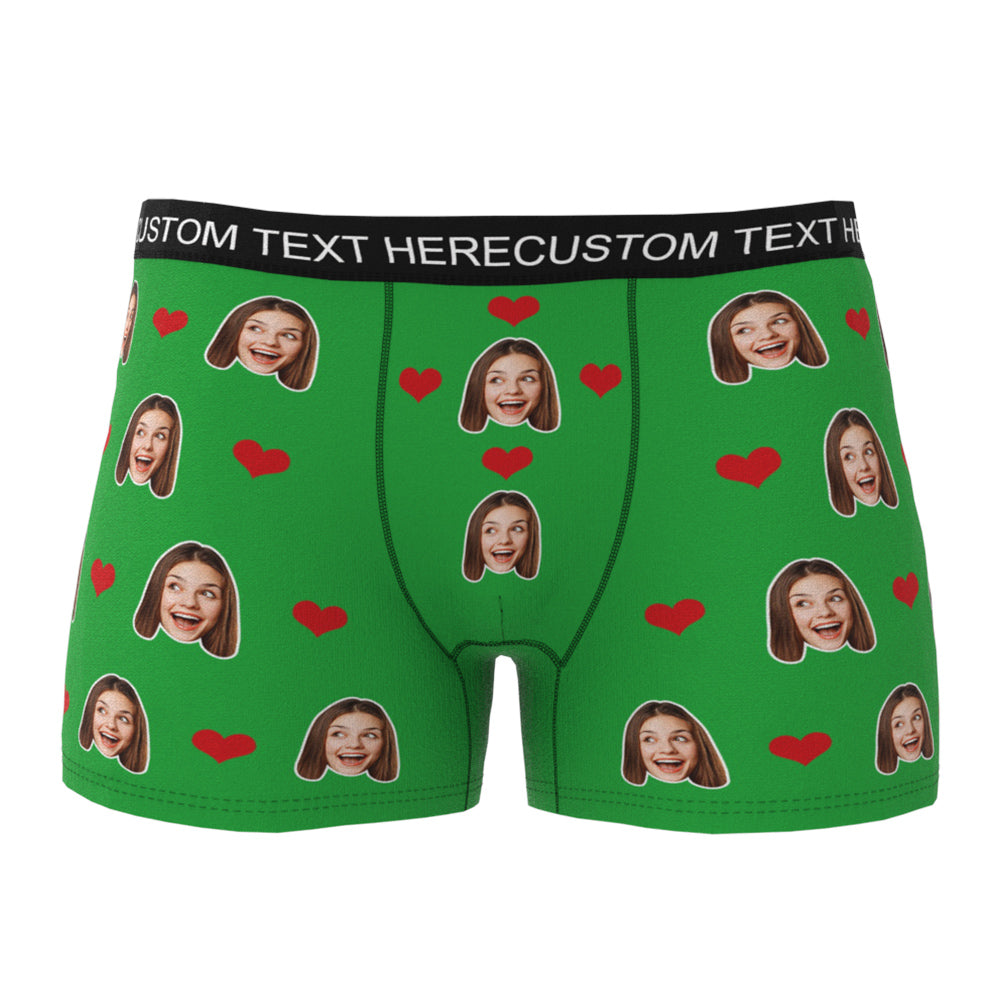 Custom Men's Boxer Briefs with Your Face & Hearts! Surprise Your Loved One with a Unique Gift! Gift For Him!