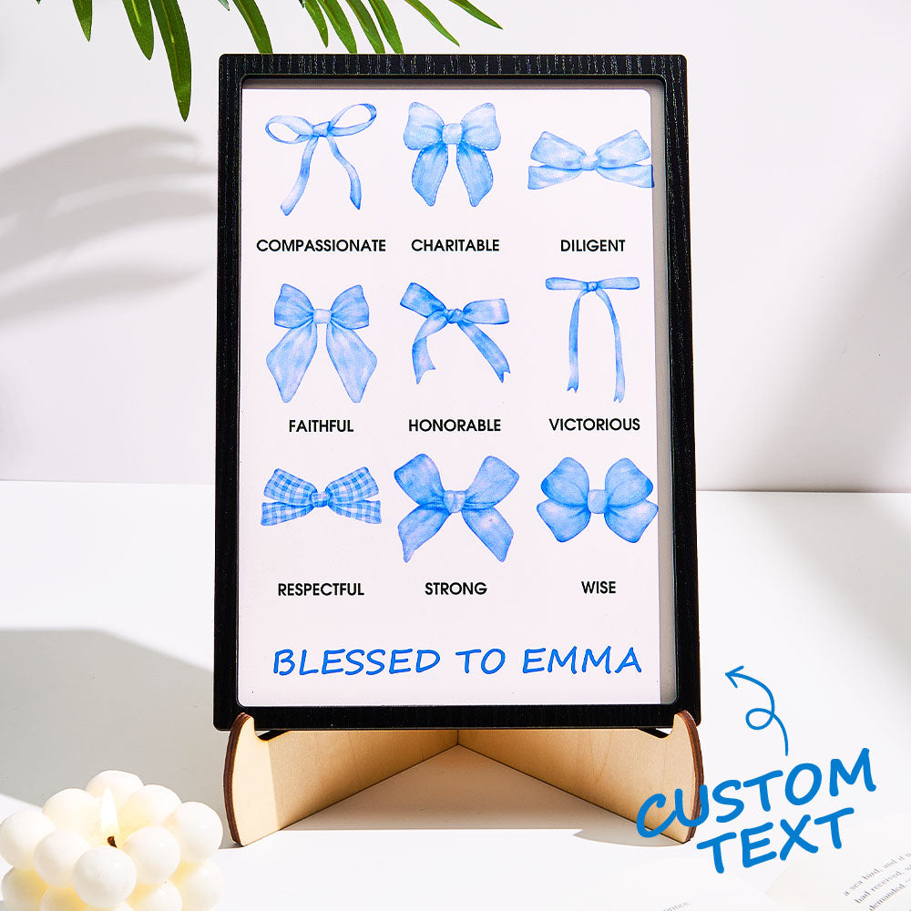 Faith Plaque™ – Personalized Wooden Bow with Bible Verse | Religious Gift for Her