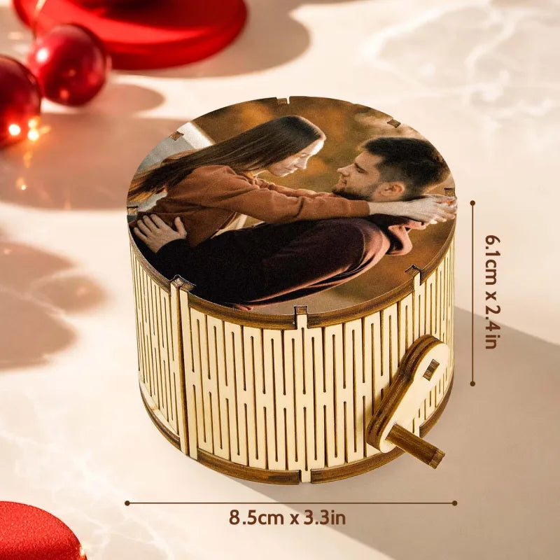Photo Music Box™ – Hand-Crank Custom Keepsake | Romantic Gift for Her