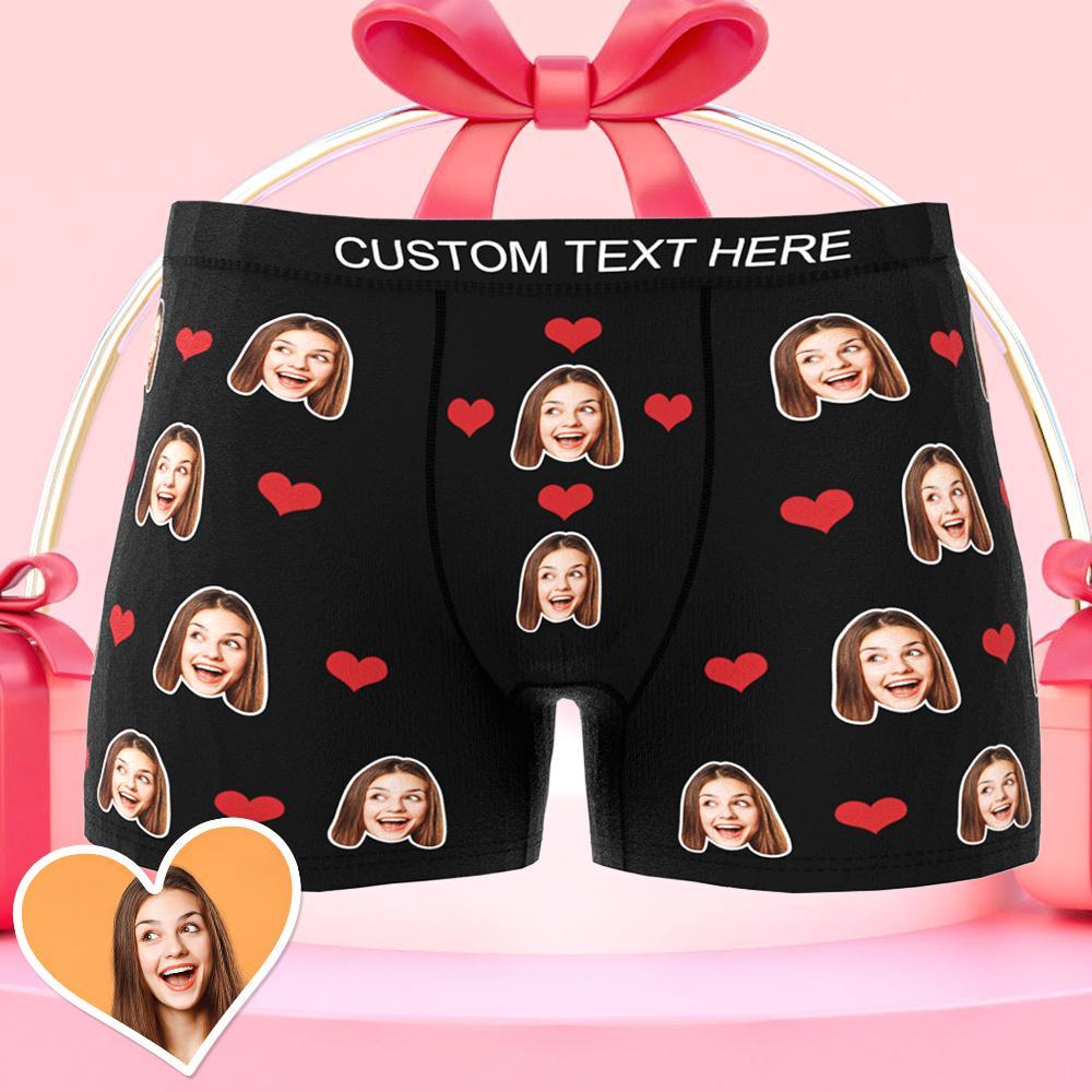 Custom Men's Boxer Briefs with Your Face & Hearts! Surprise Your Loved One with a Unique Gift! Gift For Him!