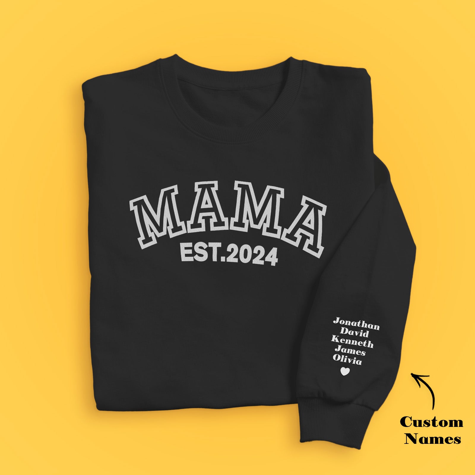 Custom Name Puff Print Mama Sweatshirt EST 2025 Sweatshirt Mother's Day Gift