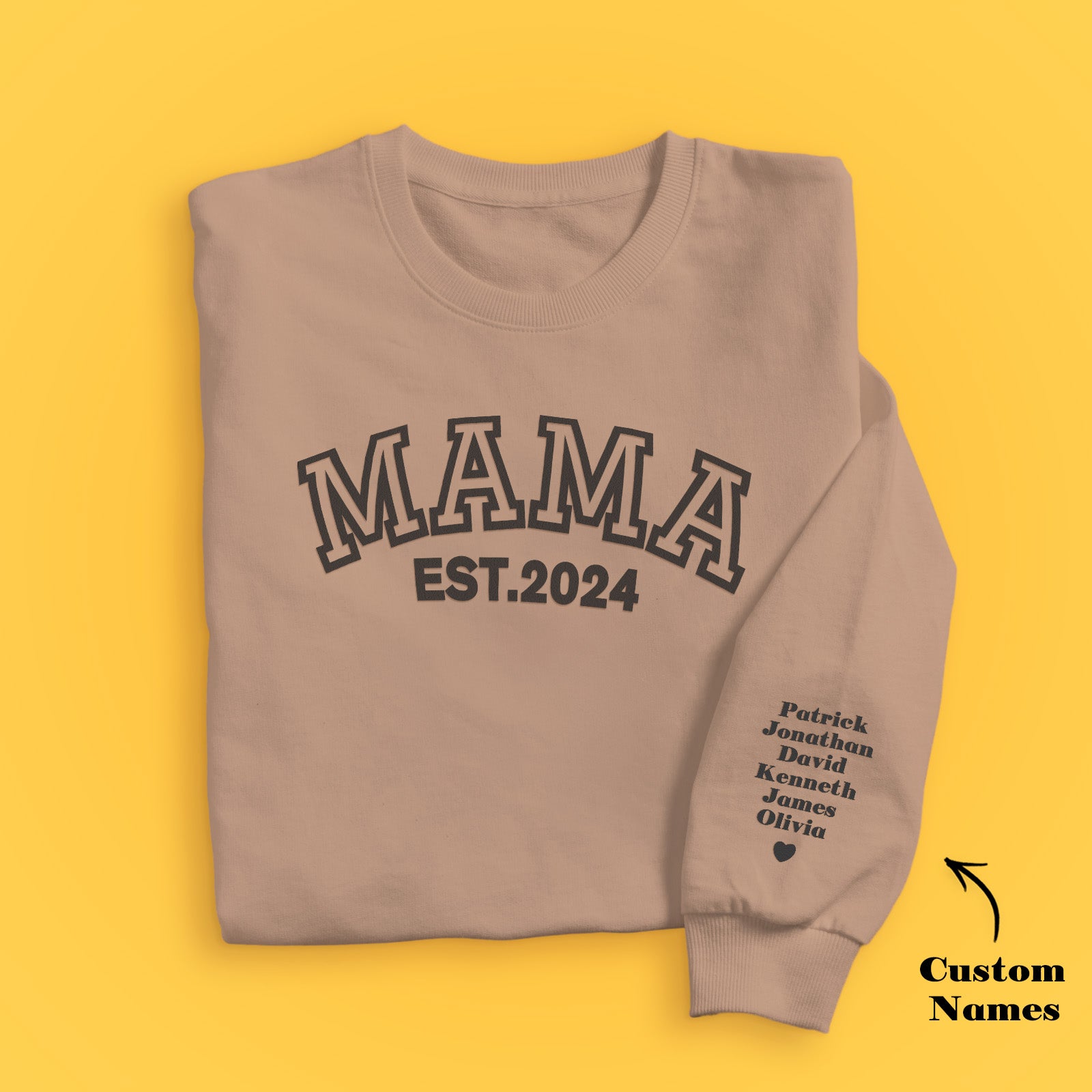 Custom Name Puff Print Mama Sweatshirt EST 2025 Sweatshirt Mother's Day Gift