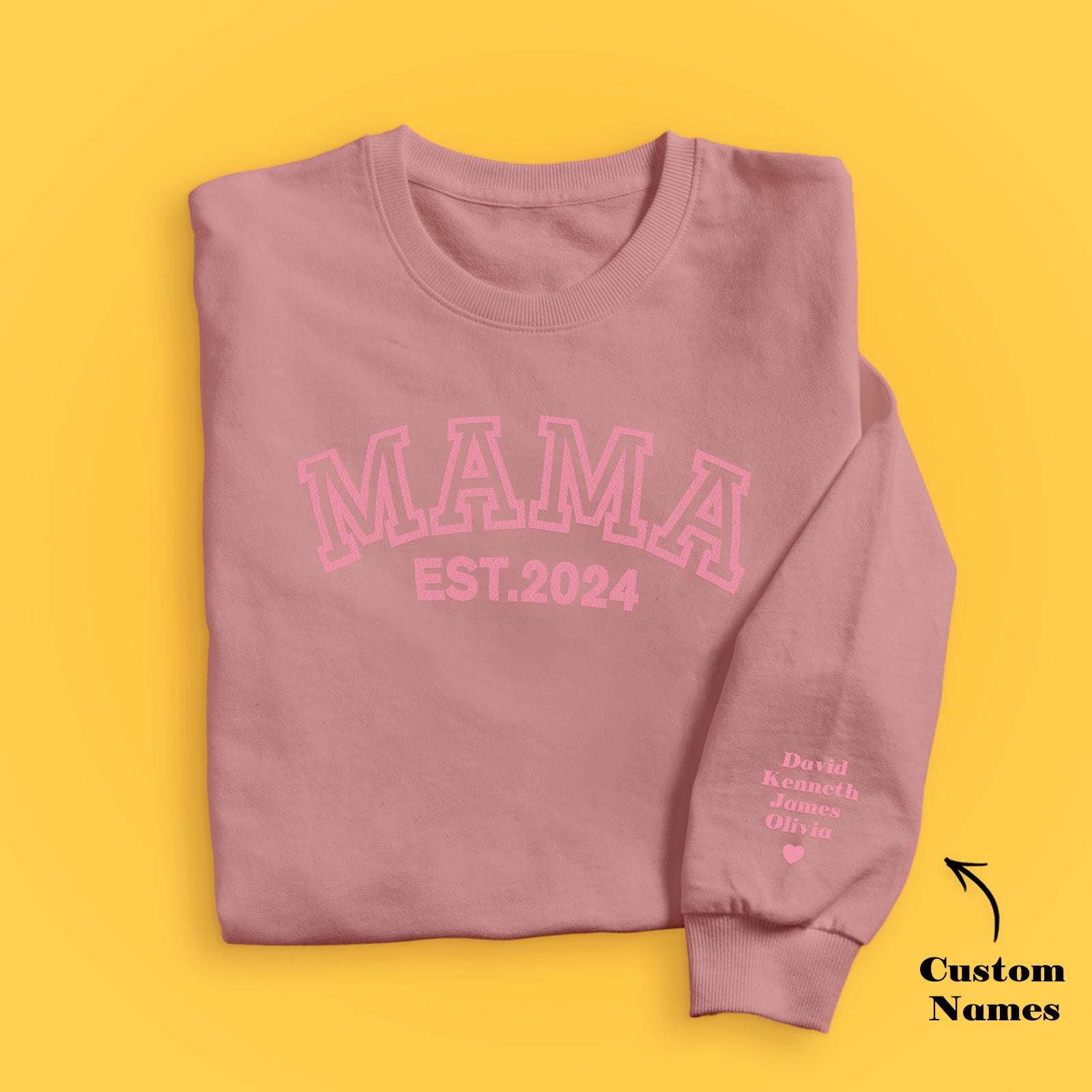 Custom Name Puff Print Mama Sweatshirt EST 2025 Sweatshirt Mother's Day Gift