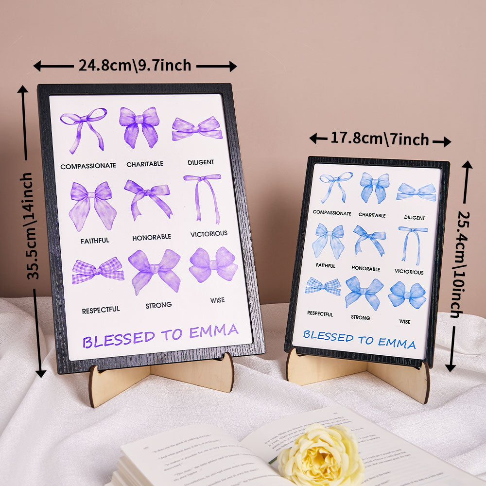 Faith Plaque™ – Personalized Wooden Bow with Bible Verse | Religious Gift for Her